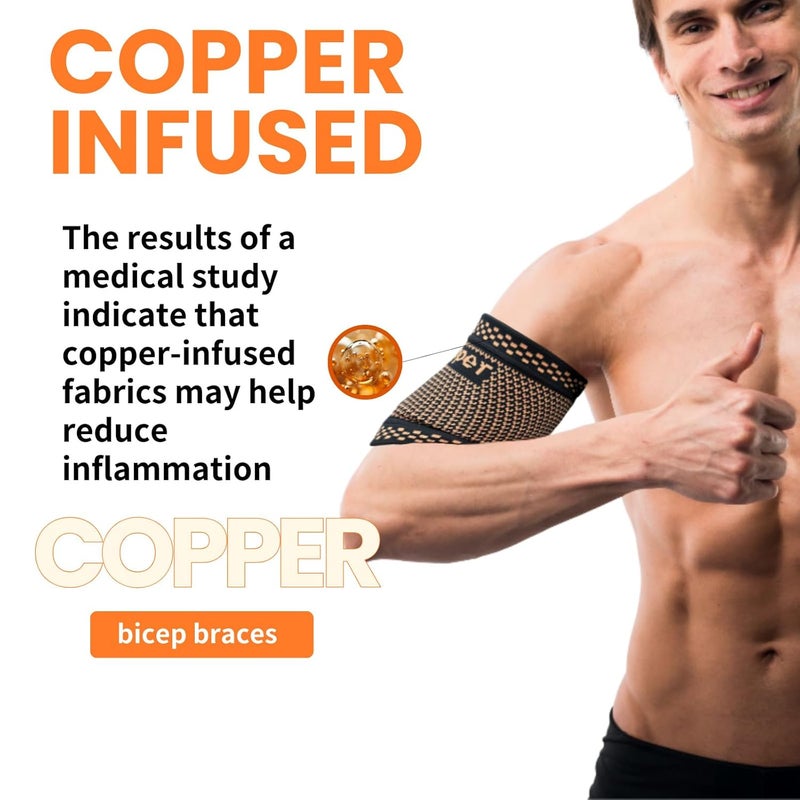 CUAPVPA Bicep Compression Sleeve 1 Pair,Upper Arm Compression Sleeve,Bicep Tendonitis Brace Triceps Brace for Pain Relief,Arm Support fit for Men Women - Image 3